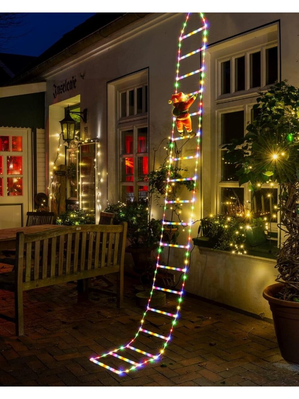New 10ft Christmas Decorative Ladder Lights with Santa Claus Indoor & Outdoor